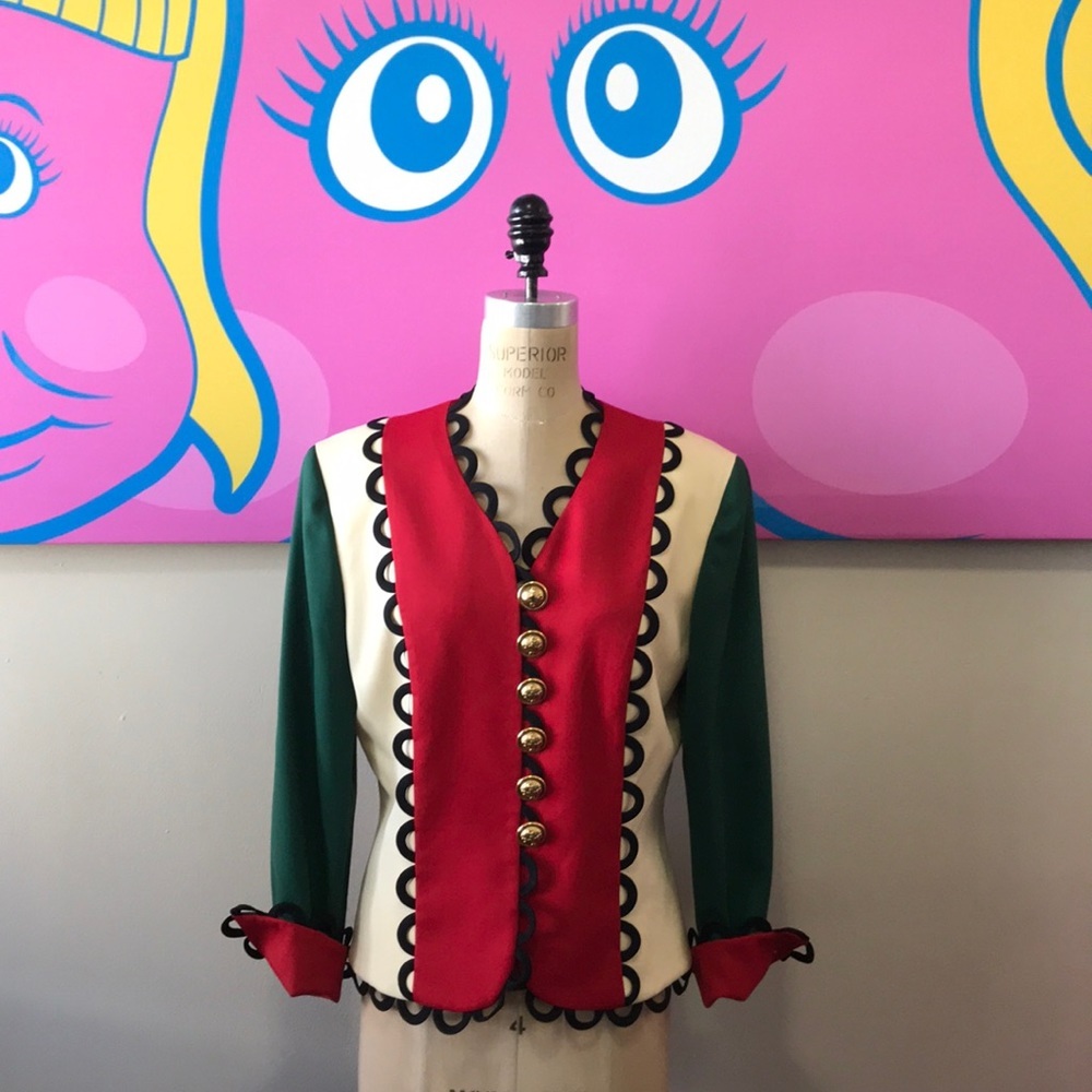 Moschino Cheap and Chic Wool Blazer Red Green The Nanny